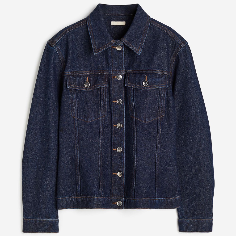 Куртка джинсовая H&M Tapered-waist, темно-синий джинсовая куртка с контрастными швами zara черный