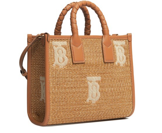

Миниатюрная объемная сумка Freya из искусственной рафии и кожи Burberry