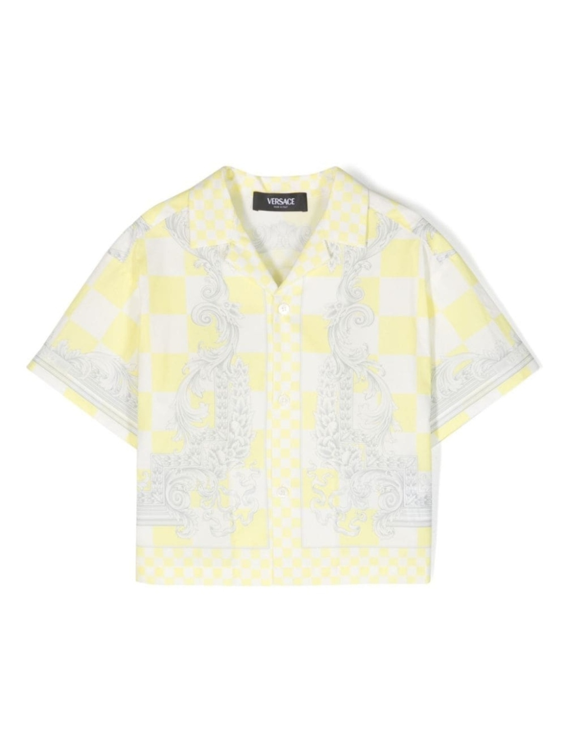 

Versace Kids шелковая рубашка в клетку, желтый