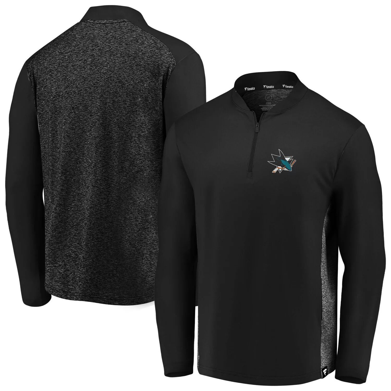 

Мужская черная фирменная куртка San Jose Sharks Iconic с молнией на четверть Fanatics, Черный