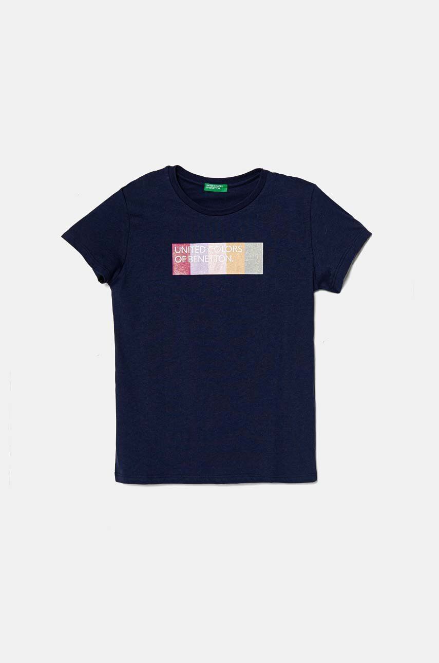 

Хлопковая детская футболка United Colors of Benetton, темно-синий