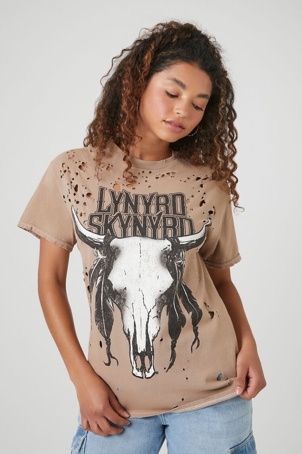 

Потертая футболка Lynyrd Skynyrd Forever 21, коричневый