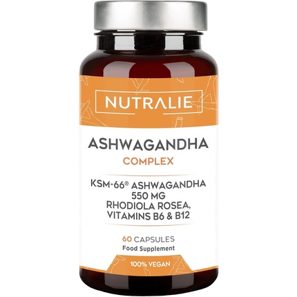 Ашваганда KSM-66 550 мг с витаминами B6 и B12 60 капсул Nutralie