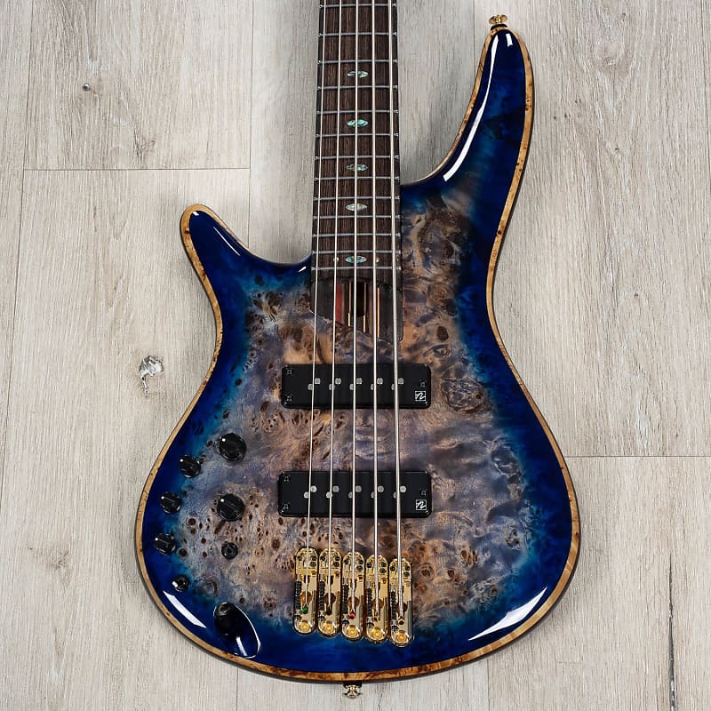 

Басс гитара Ibanez SR2605L SR Premium 5-String Left-Handed Bass, Panga Panga, Cerulean Blue Burst