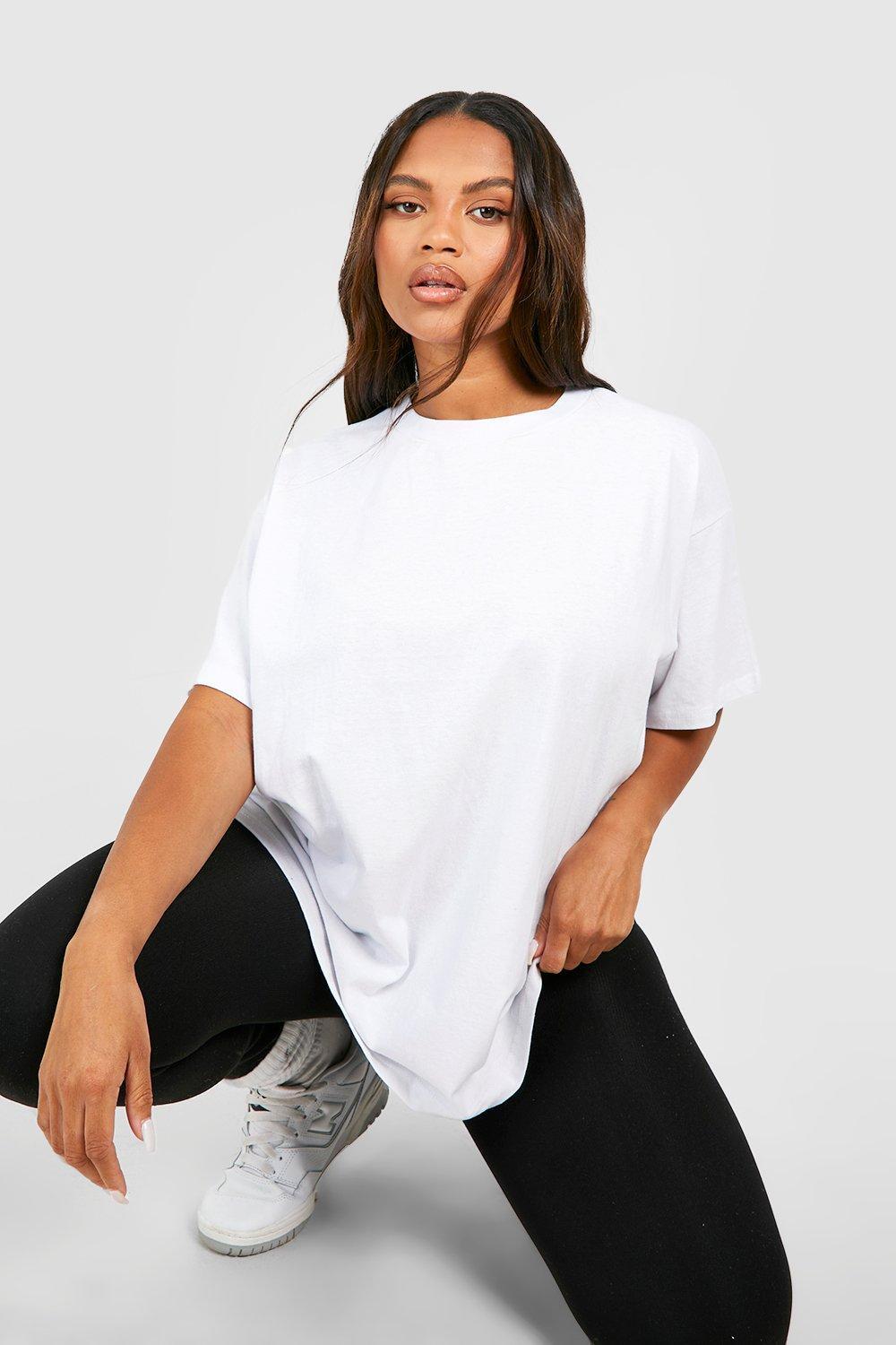 

Базовая футболка plus оверсайз из хлопка с круглым вырезом Boohoo, белый