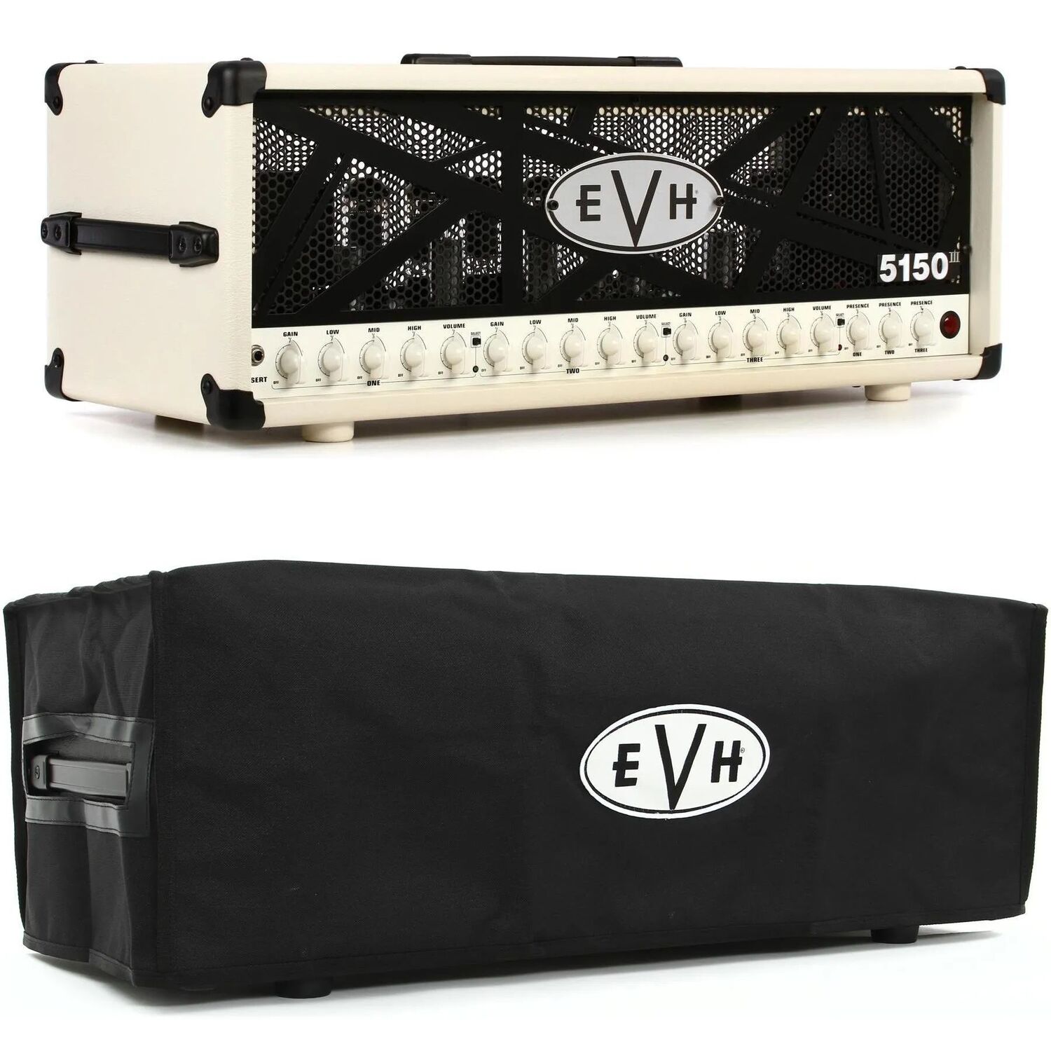 

Новая ламповая головка EVH 5150III мощностью 100 Вт с крышкой – цвета слоновой кости