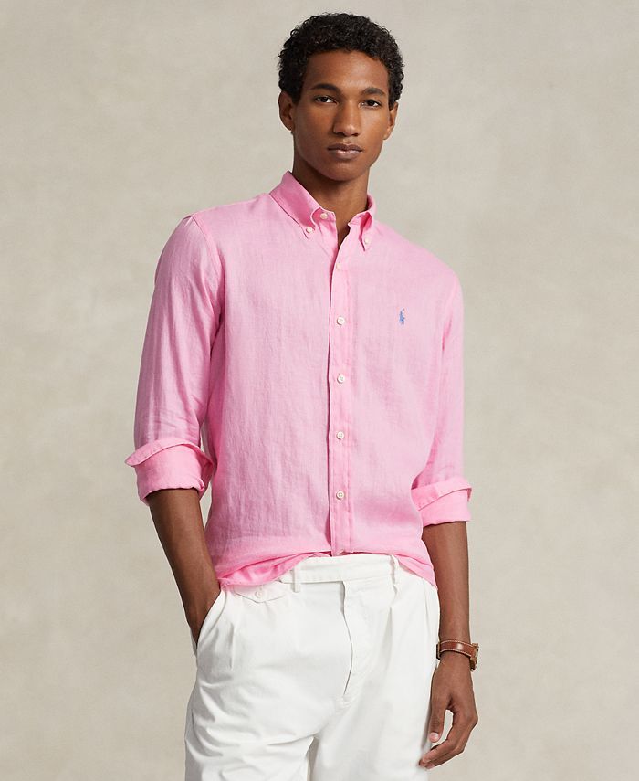 

Мужская льняная рубашка классического кроя Polo Ralph Lauren, розовый
