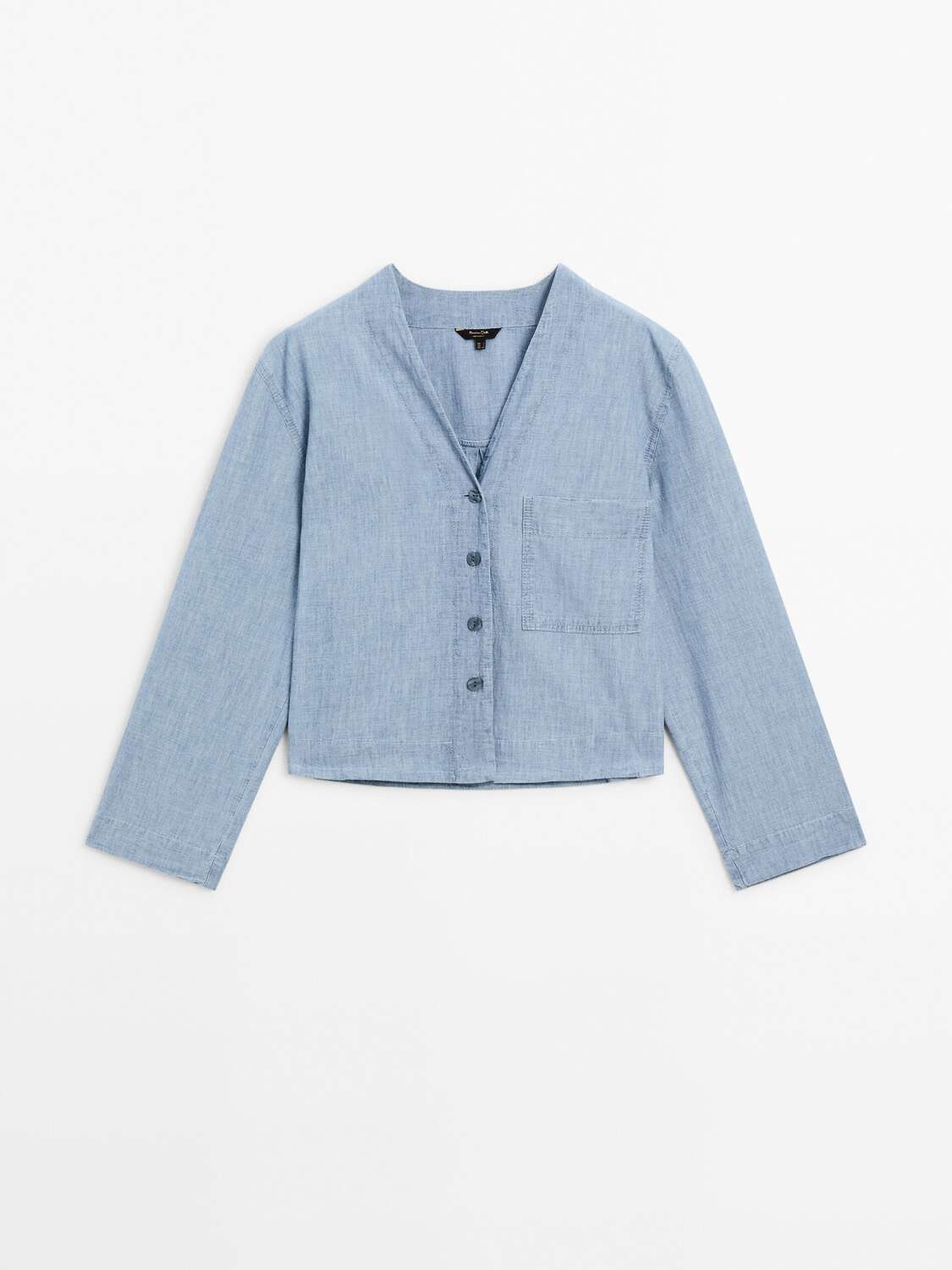 

Джинсовая рубашка-кимоно с карманом Massimo Dutti, синий