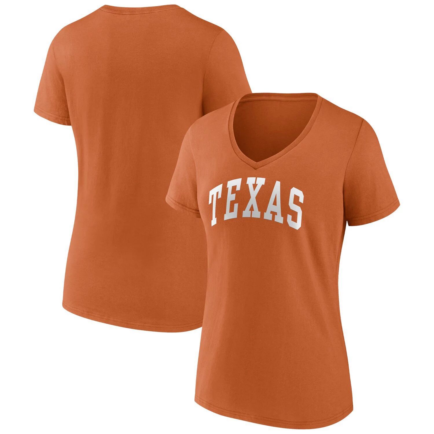 

Женская футболка Fanatics с логотипом Texas Orange Texas Longhorns Basic Arch с v-образным вырезом Fanatics