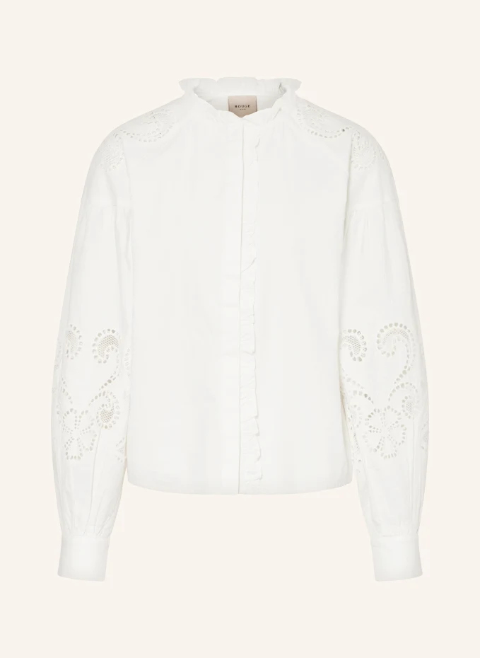Блузка vifaye с люверсами и рюшами Rouge Vila, белый блузка с кружевом rouge vila белый