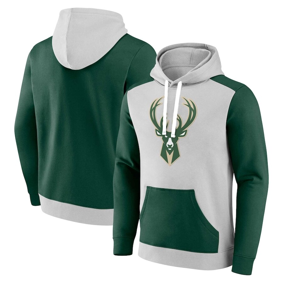 

Пуловер с капюшоном Fanatics Branded Milwaukee Bucks, серый