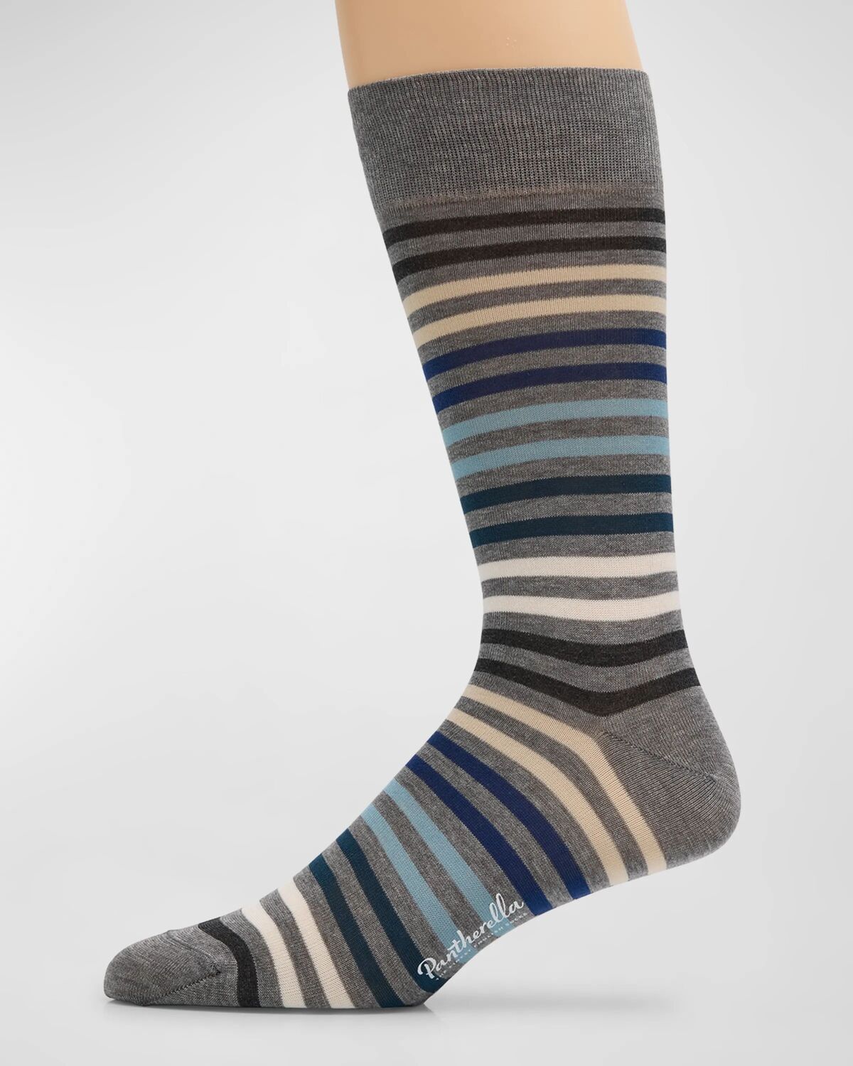 

Мужские носки до середины икры в полоску Kilburn Pantherella, цвет Mid Grey Mix