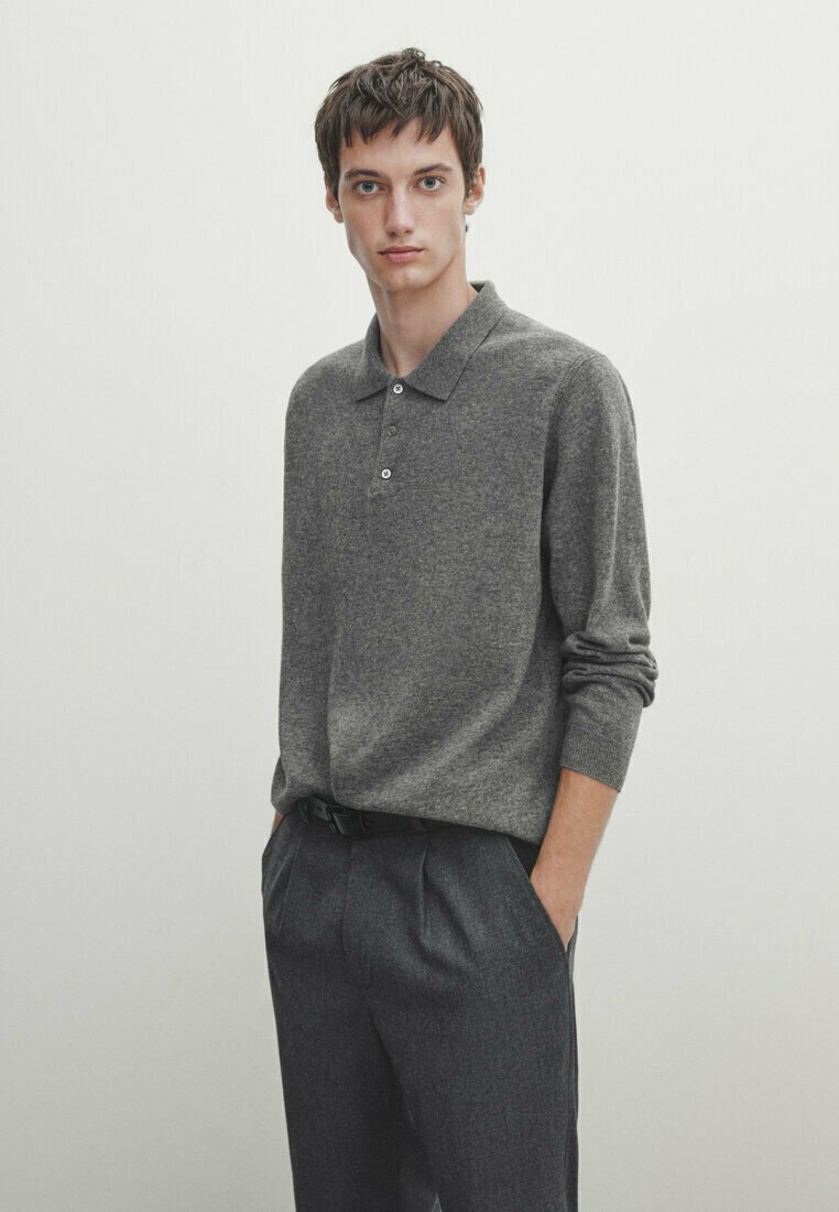 

Футболка с длинным рукавом Massimo Dutti, серая, Серый