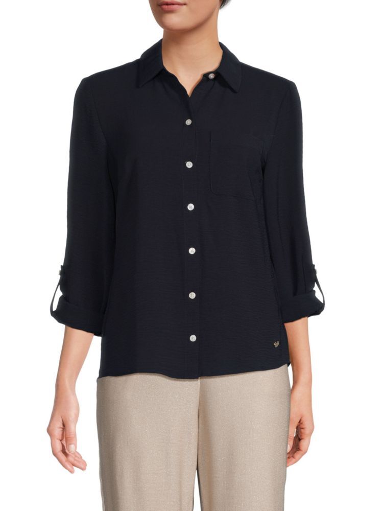 

Рубашка Roll Tab High Low Tommy Hilfiger, цвет Sky Captain