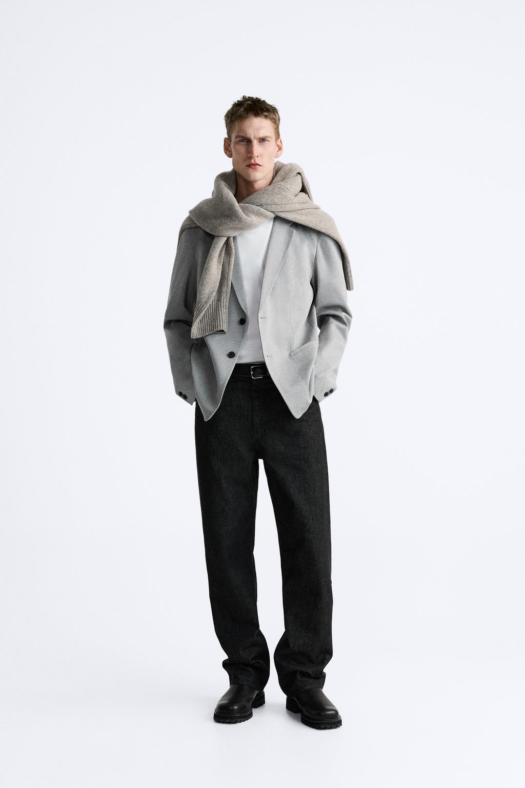 Комфортный пиджак ZARA, серый