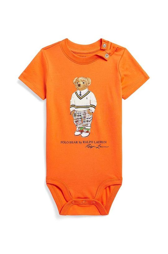 

Хлопковое детское боди Polo Ralph Lauren, оранжевый