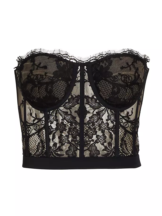 

Укороченное кружевное бюстье без бретелек Alexander Mcqueen, черный