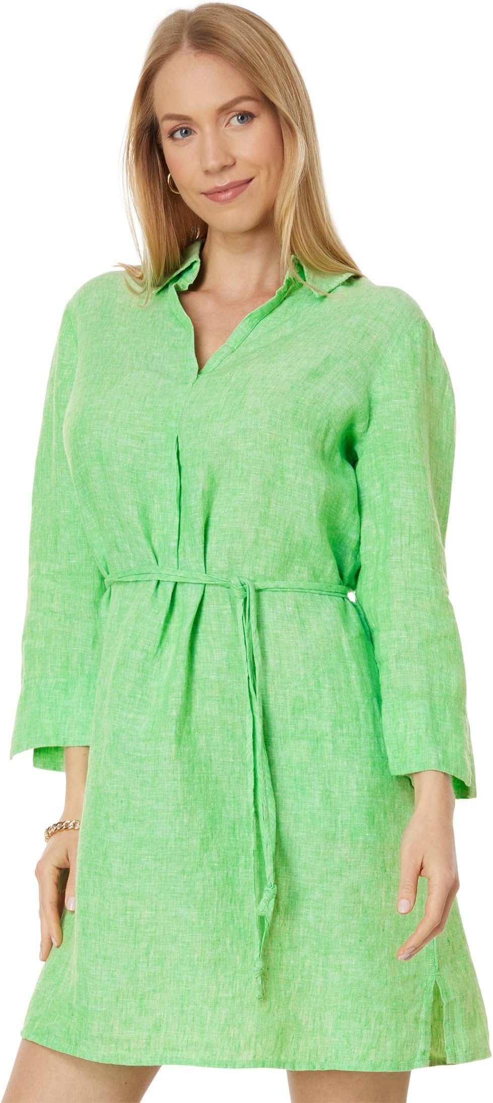 Льняное платье-туника Pilar Lilly Pulitzer, цвет Gecko Green/Resort White