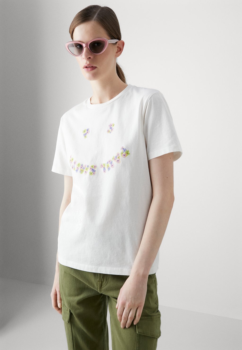

Футболка с принтом WOMENS FLORAL HAPPY PS Paul Smith, кремовый