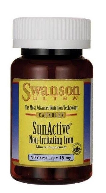 Препарат, поддерживающий систему кровообращения Swanson Sunactive Żelazo, 90 шт