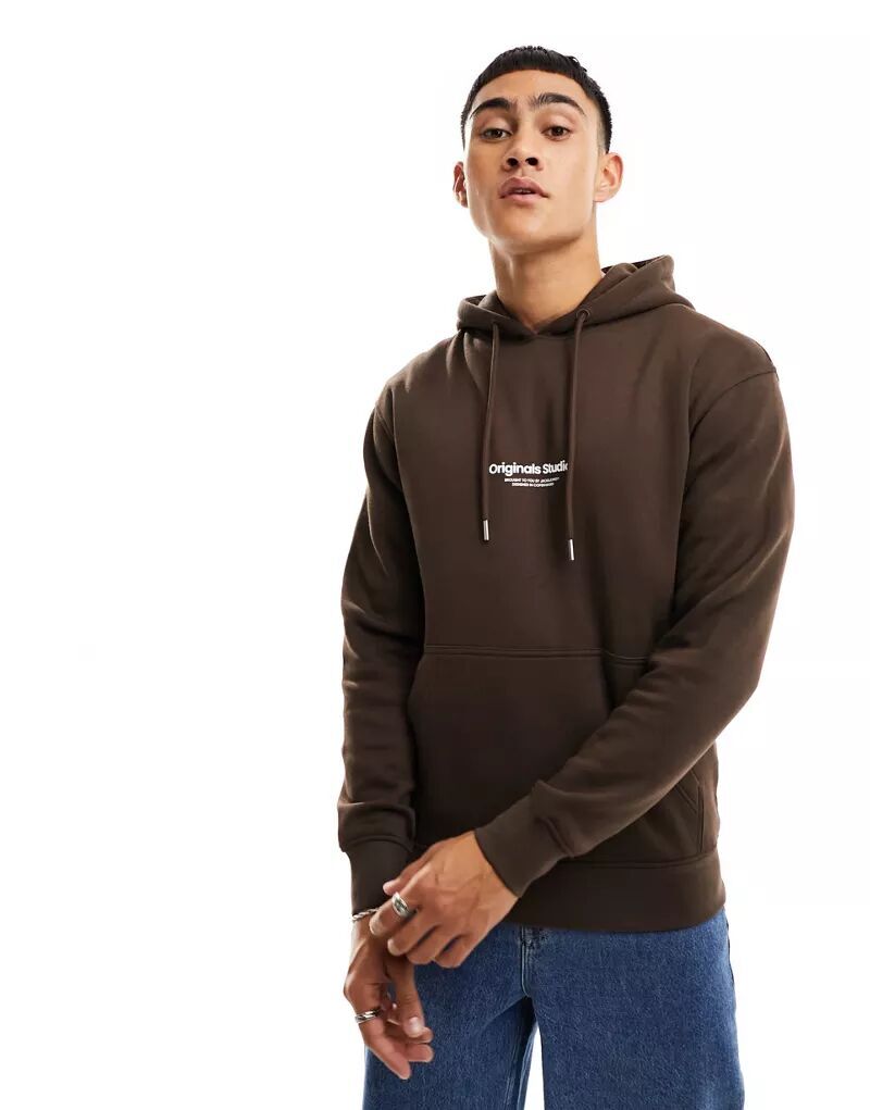 

Коричневая толстовка оверсайз с логотипом Originals Jack & Jones