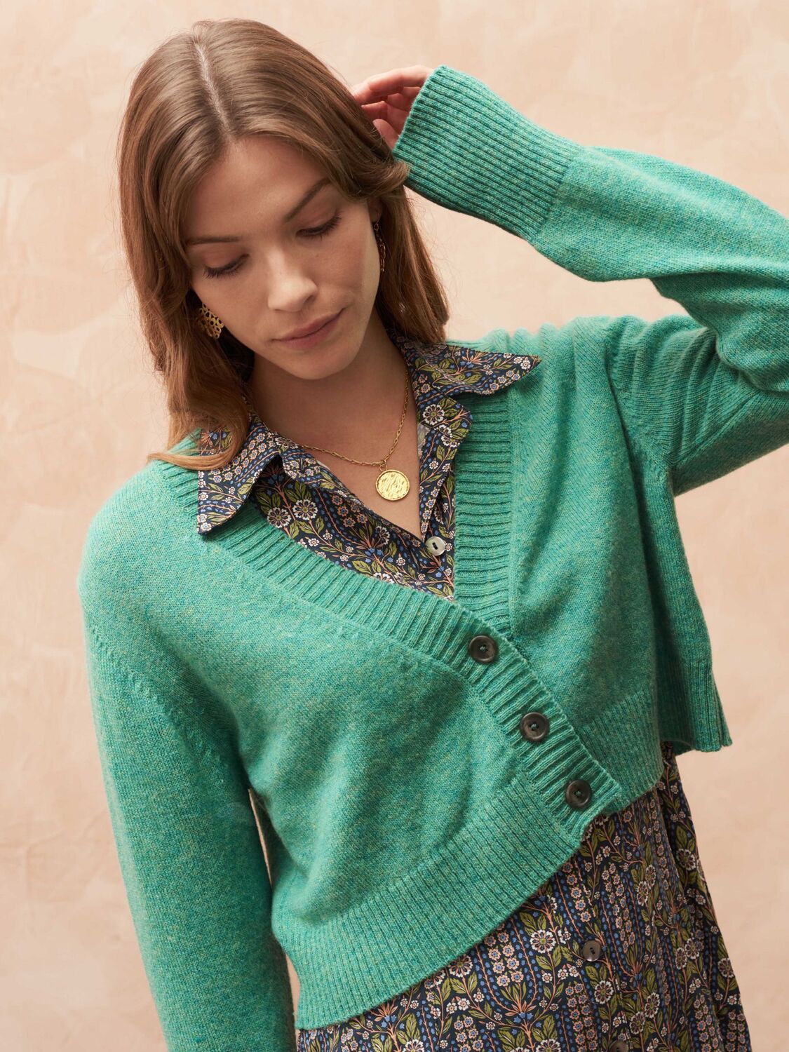 

Укороченный кардиган Brora Merino из овечьей шерсти, мятный, Зеленый