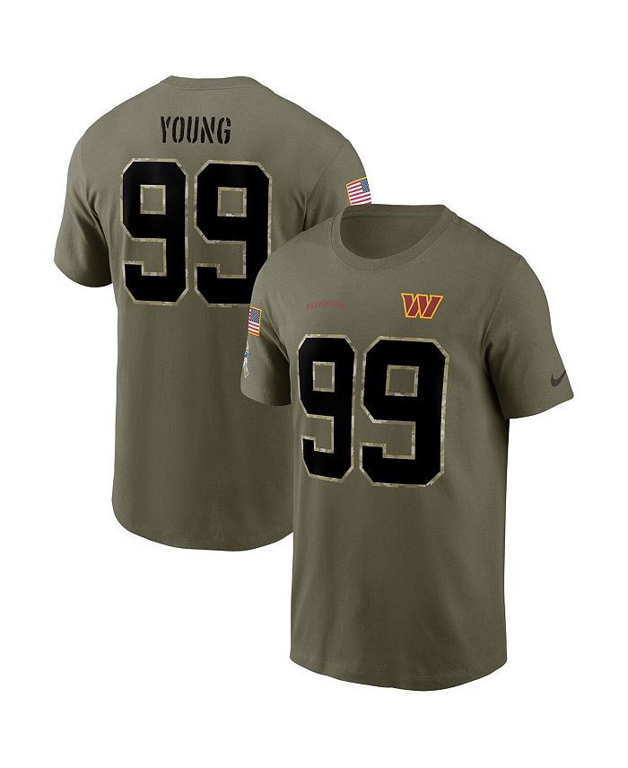 

Мужская футболка Chase Young Olive Washington Commanders 2022 с именем и номером службы Nike, зеленый