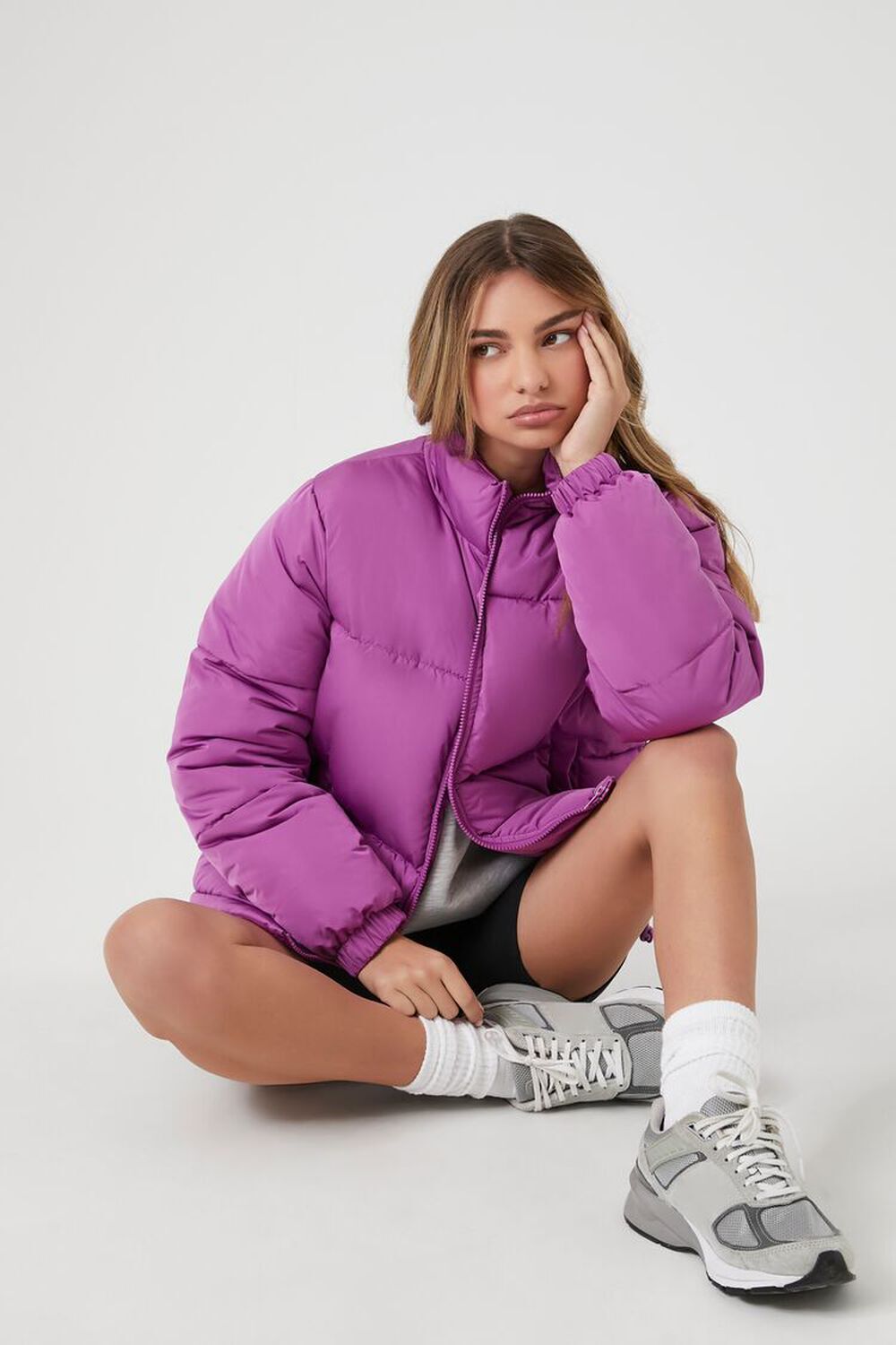 

Стеганая куртка-пуховик Forever 21, фиолетовый