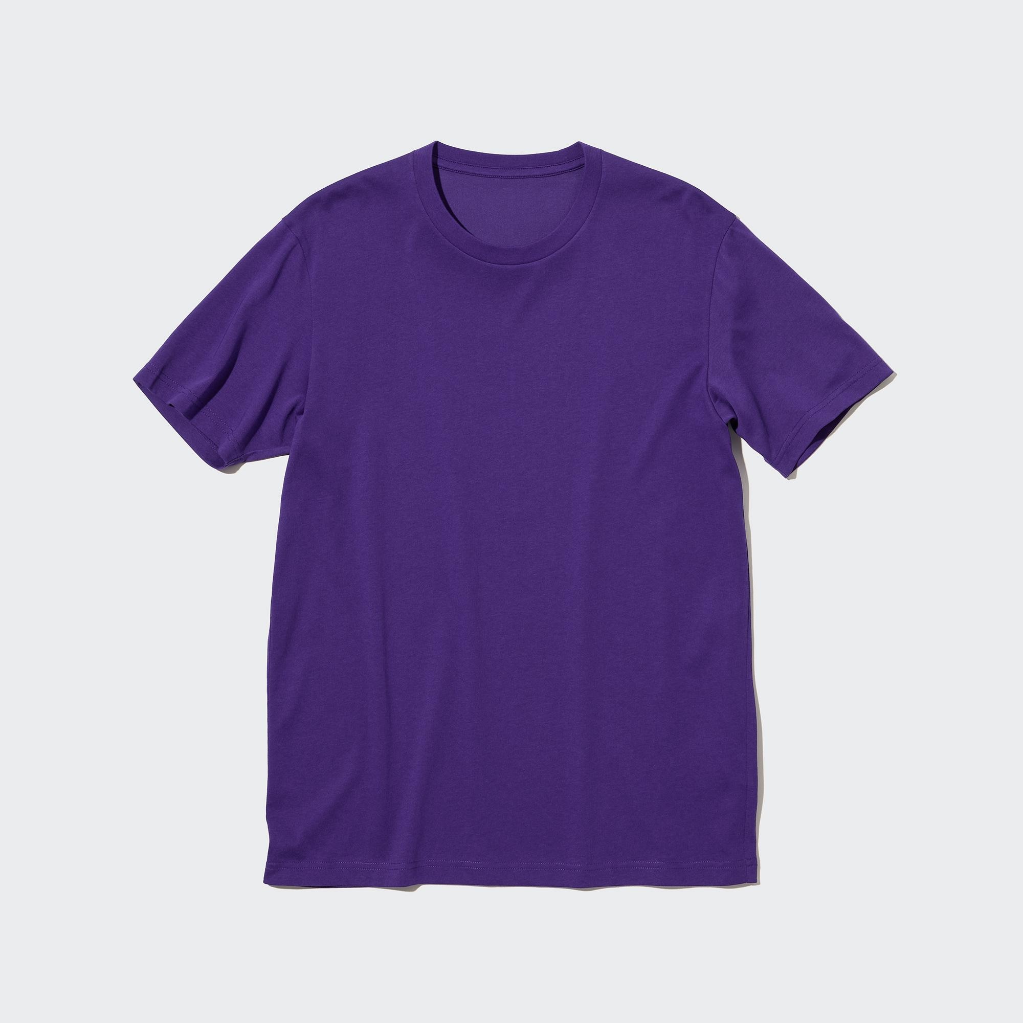 Футболка Uniqlo с коротким рукавом и круглым вырезом, фиолетовый футболка с круглым вырезом uniqlo фиолетовый