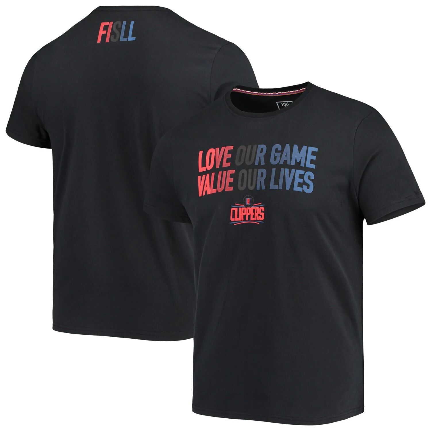 

Мужская черная футболка FISLL LA Clippers Team Social Justice Team