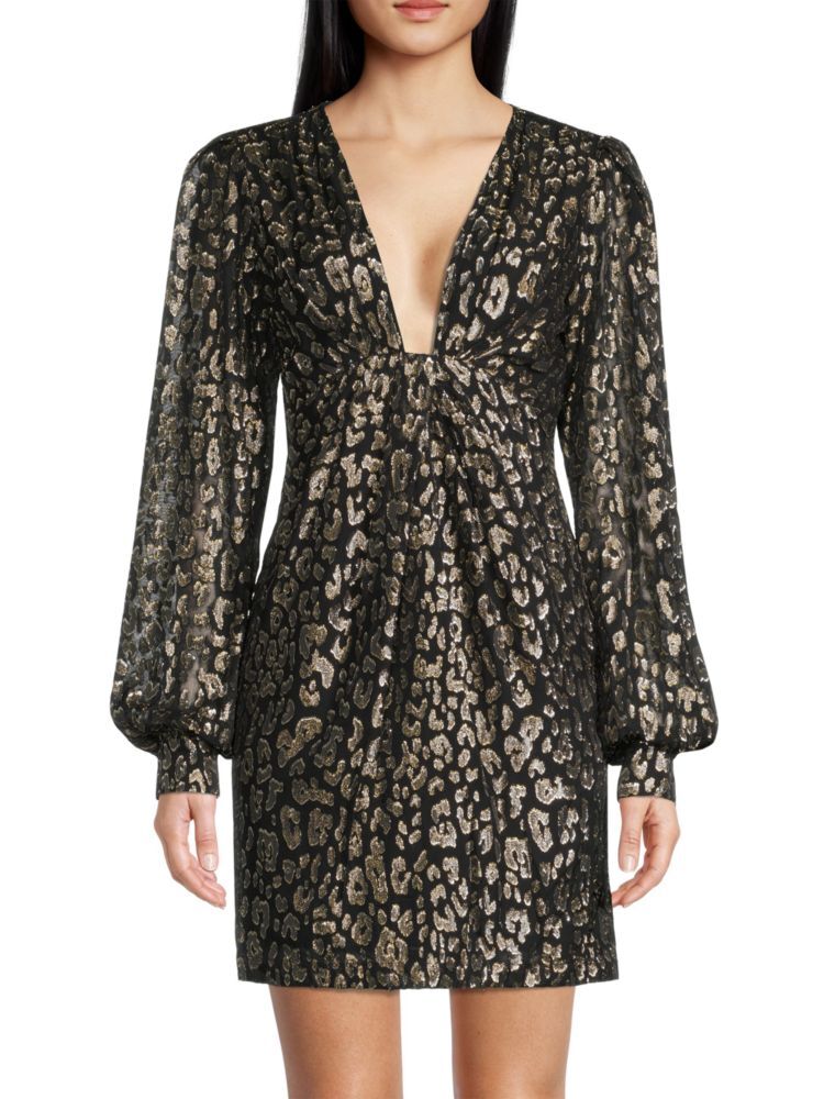 

Жаккардовое платье с эффектом металлик и гепарда Michael Michael Kors, цвет Black Gold