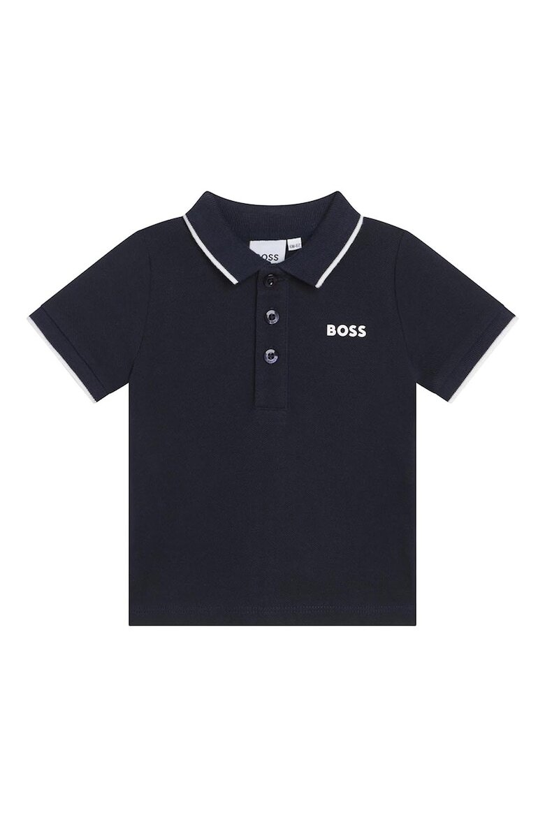 

Хлопковая футболка с воротником Boss Kidswear, черный
