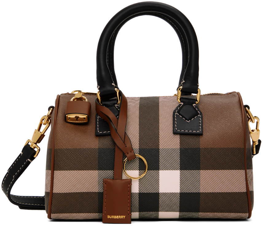 

Коричневая мини-сумка для боулинга в клетку Burberry