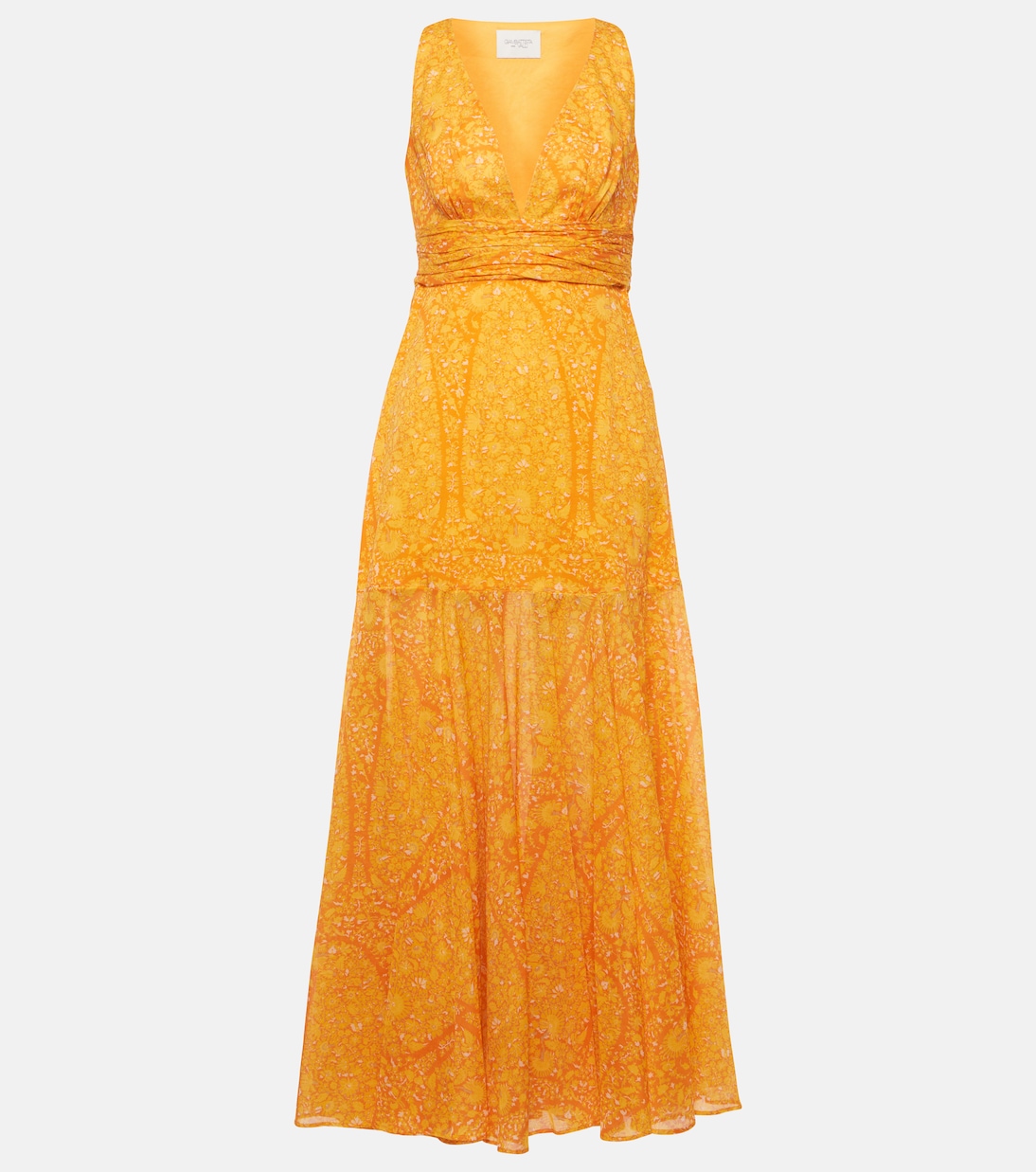 Платье макси из хлопка с принтом Giambattista Valli, желтый