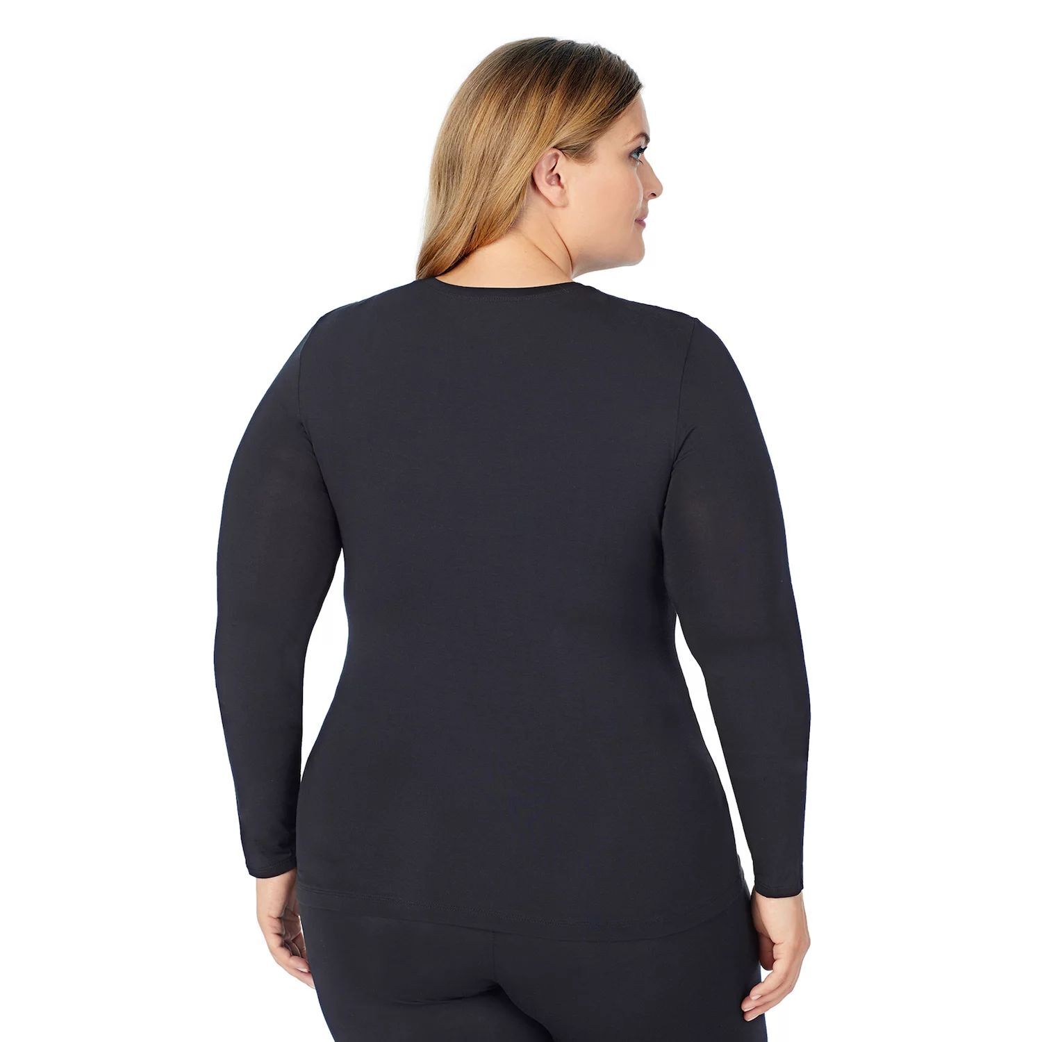

Эластичный топ с круглым вырезом и длинными рукавами Cuddl Duds Softwear больших размеров Cuddl Duds, темно-синий