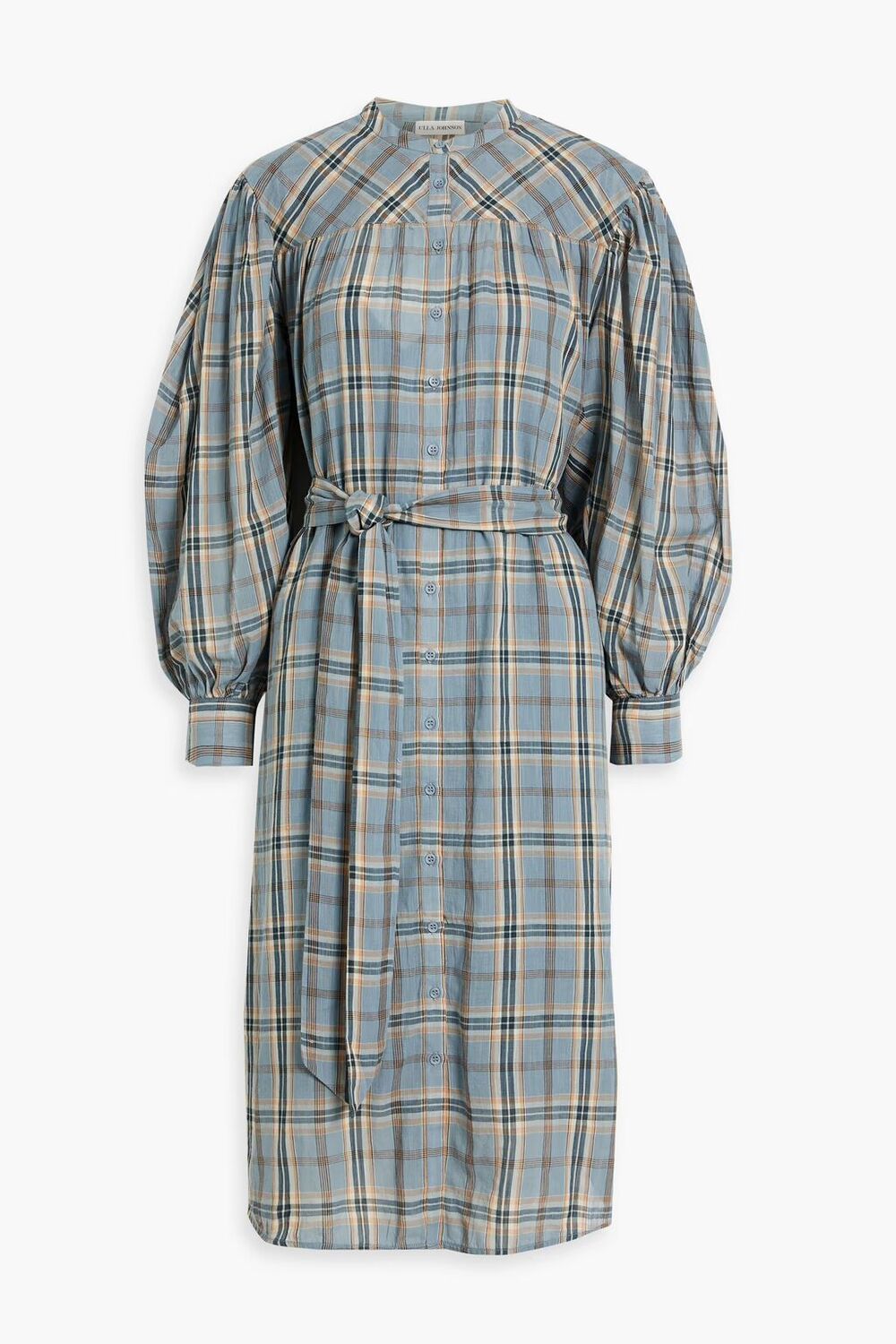 

Платье Fayette из хлопковой вуали в клетку со сборками Ulla Johnson, цвет Slate blue