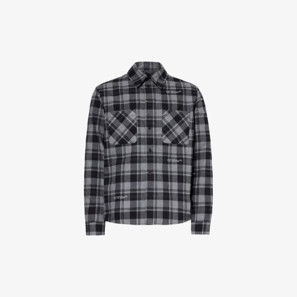 

Рубашка из хлопка в клетку с вышитым логотипом Off-White, черный