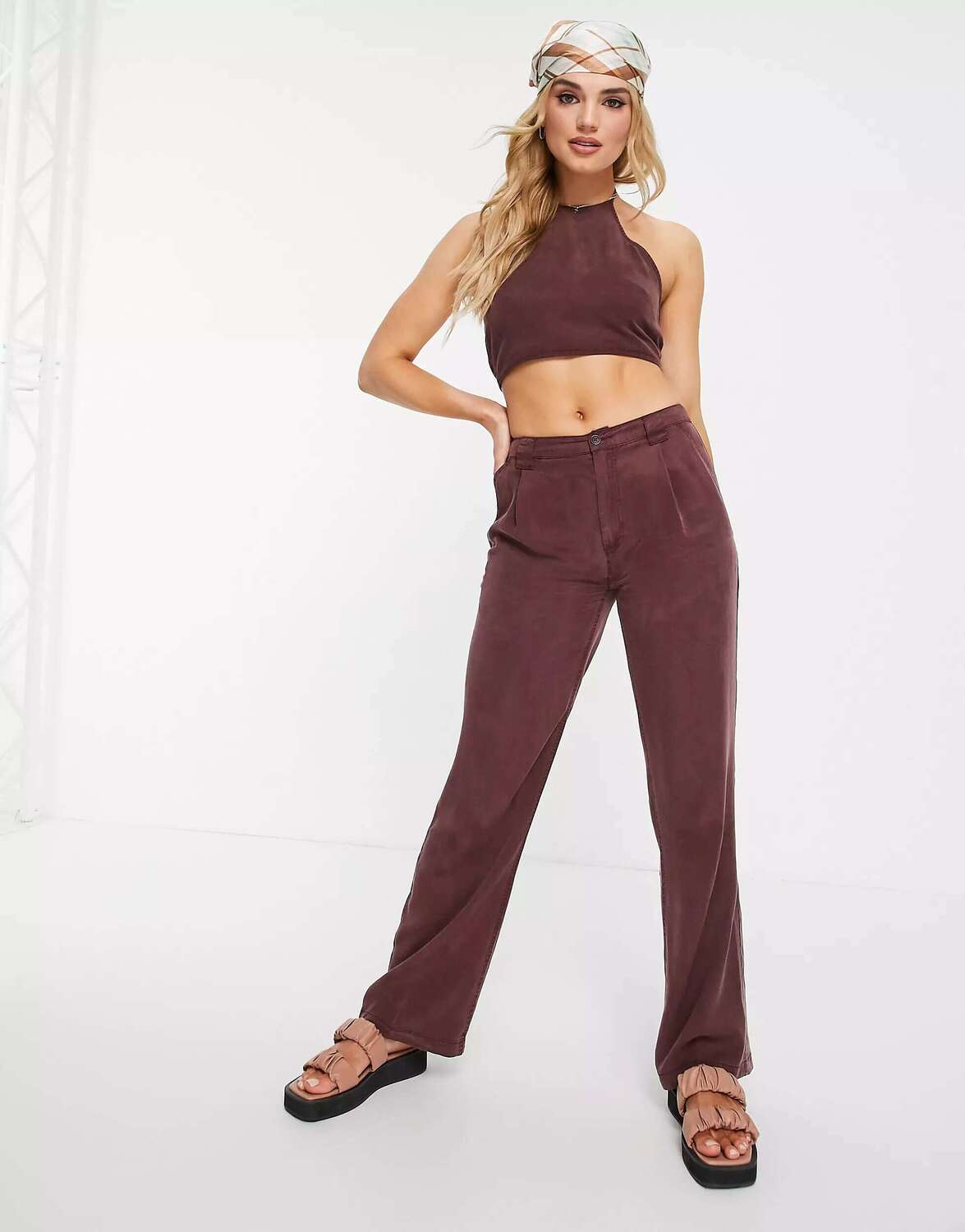 

Мягкие свободные брюки для папы ASOS цвета красного дерева, Красный