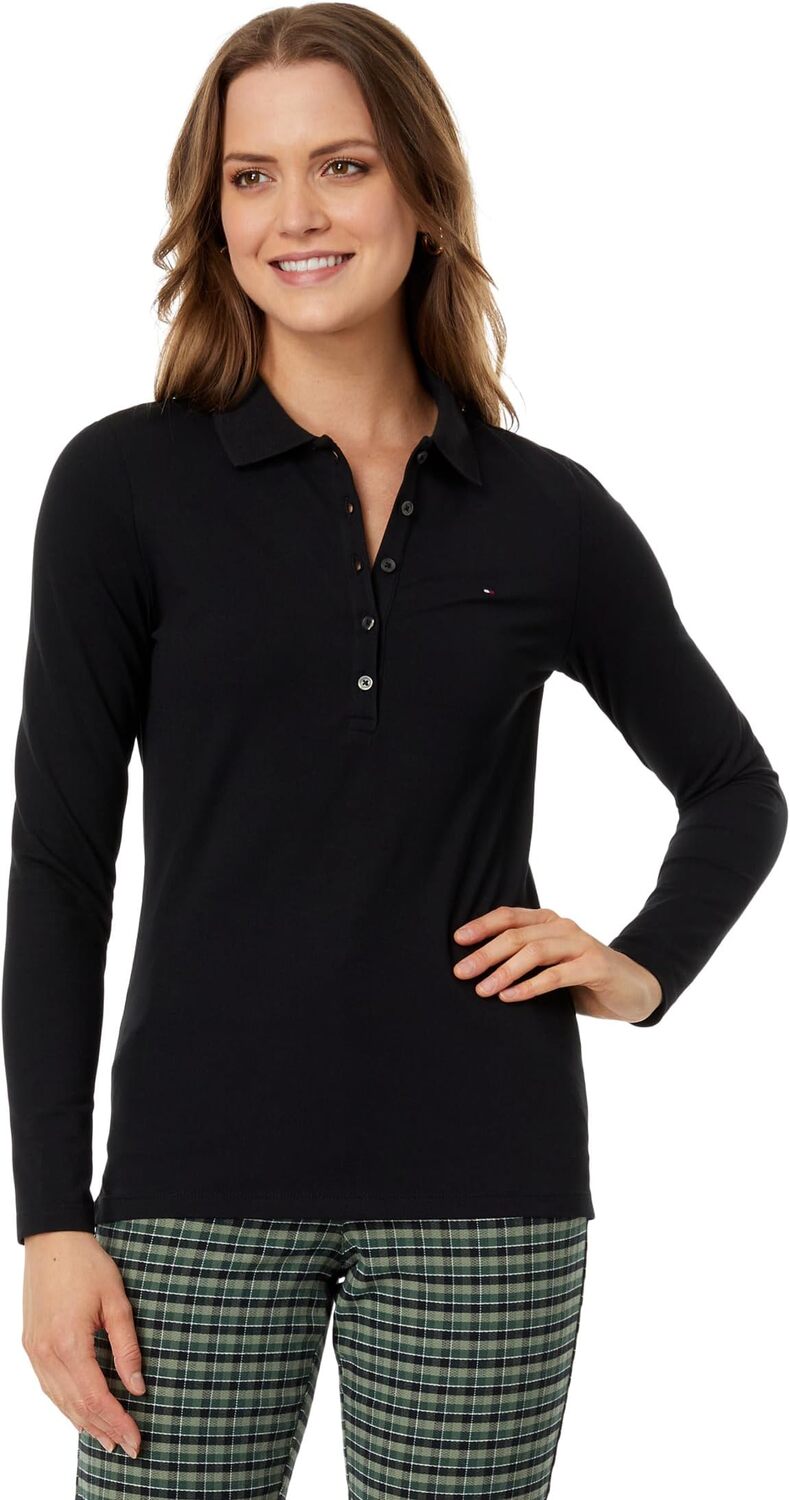 

Рубашка-поло Long Sleeve Solid Polo Tommy Hilfiger, черный