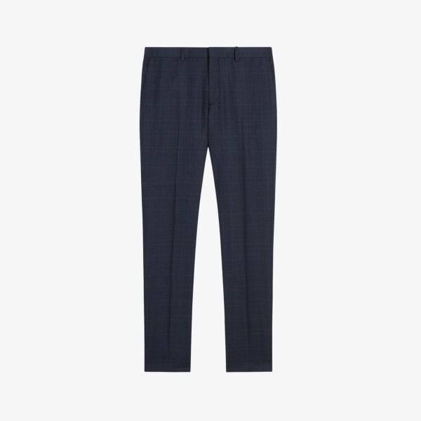 

Прямые шерстяные брюки в клетку Cromts Ted Baker, темно-синий
