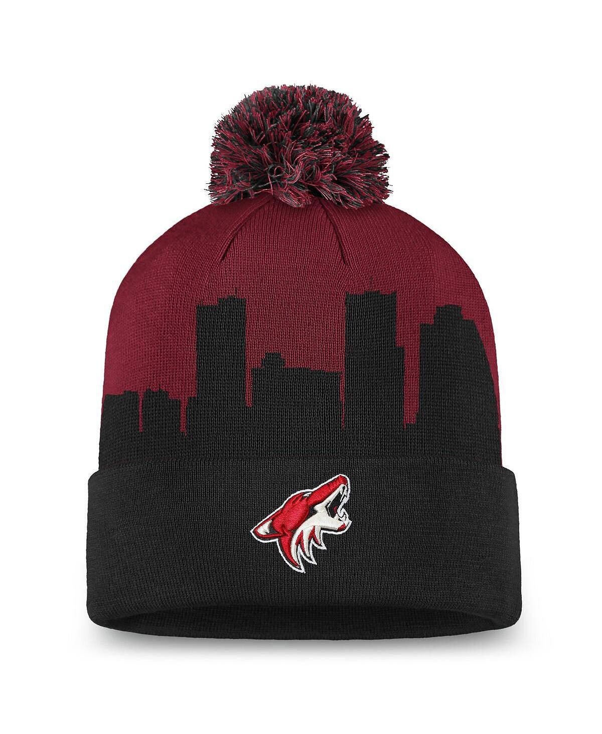 

Мужская черная фирменная вязаная шапка с манжетами и помпоном Arizona Coyotes Hometown Fanatics