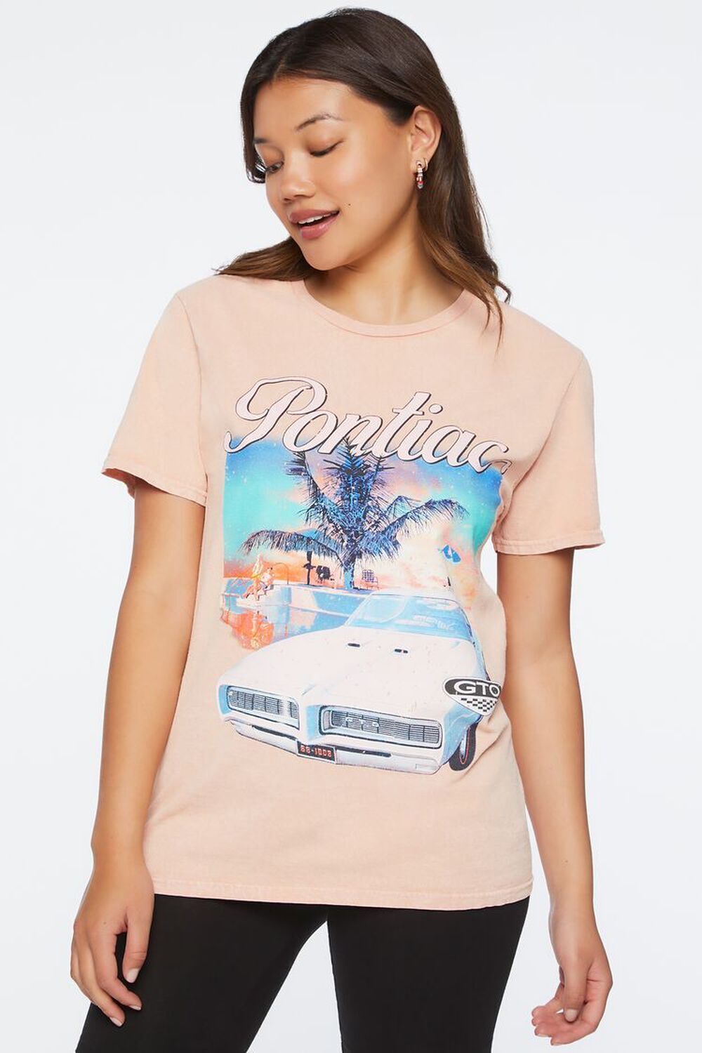 

Футболка Pontiac Graphic Mineral Wash Forever 21, розовый