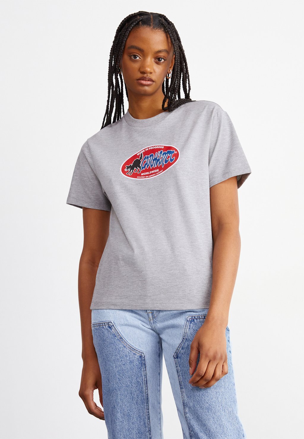 

Футболка с принтом Cat Sticker Carhartt WIP, цвет grey heather