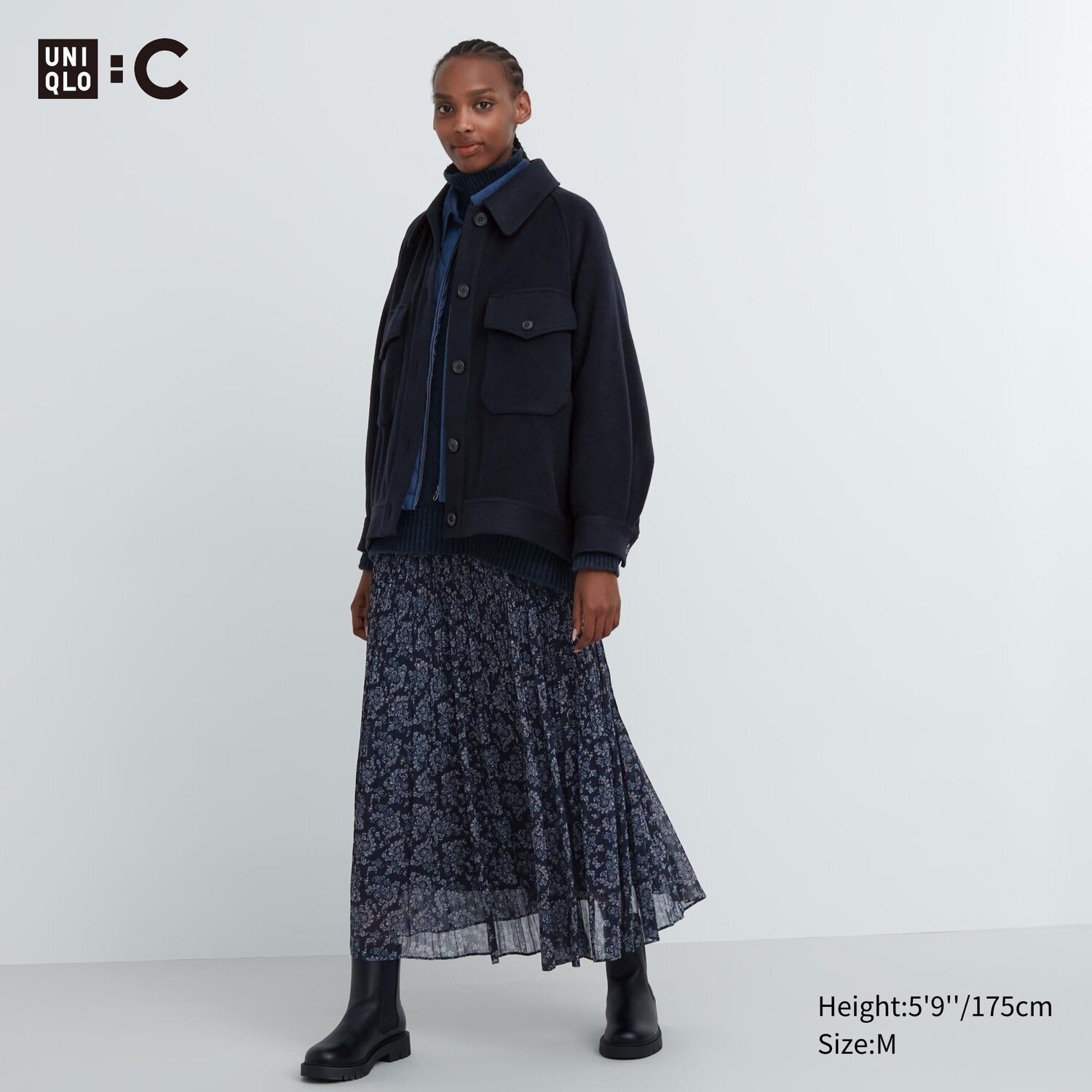 

Шифоновая плиссированная юбка Uniqlo, синий