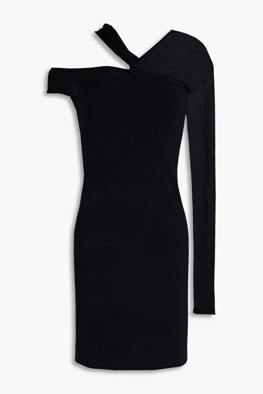 

Трикотажное платье мини с одним рукавом и вставками из понте Helmut Lang, черный