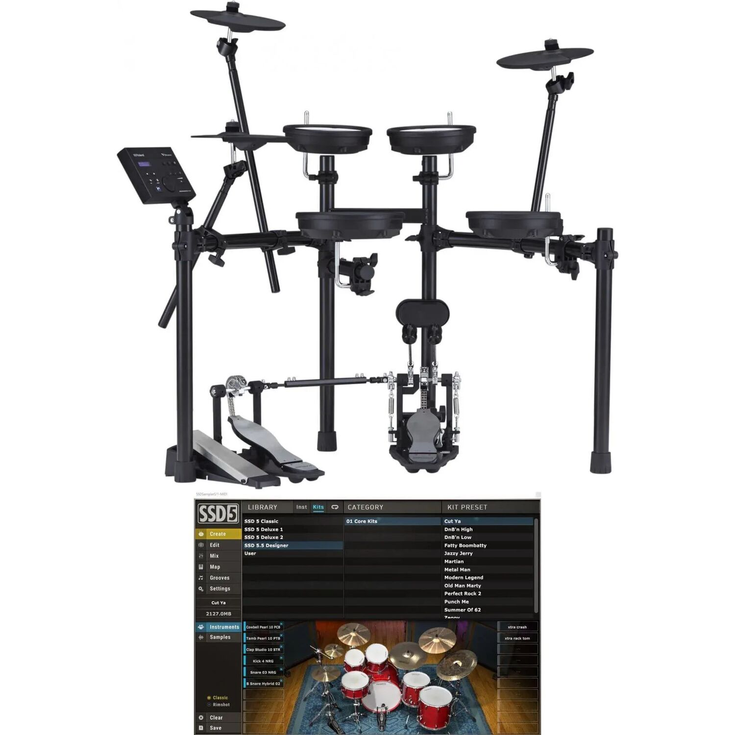 

Электронная ударная установка Roland V-Drums TD-07DMK и комплект подключаемых модулей программного обеспечения Steven Slate Virtual Drum