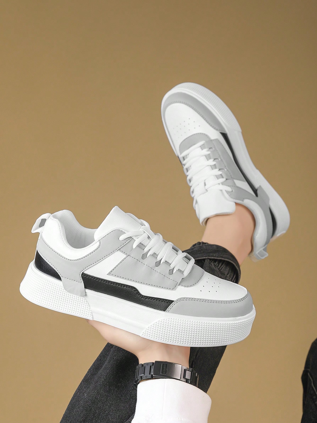 Мужские новейшие модные кроссовки на платформе со шнуровкой, белый ясень спортивная обувь унисекс с широким носком черный