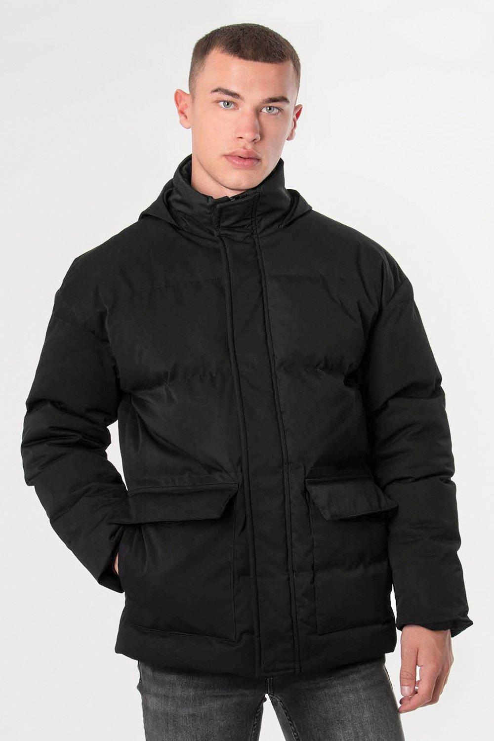 Короткое стеганое пальто с капюшоном и защитой от душа Larsson & Co, черный