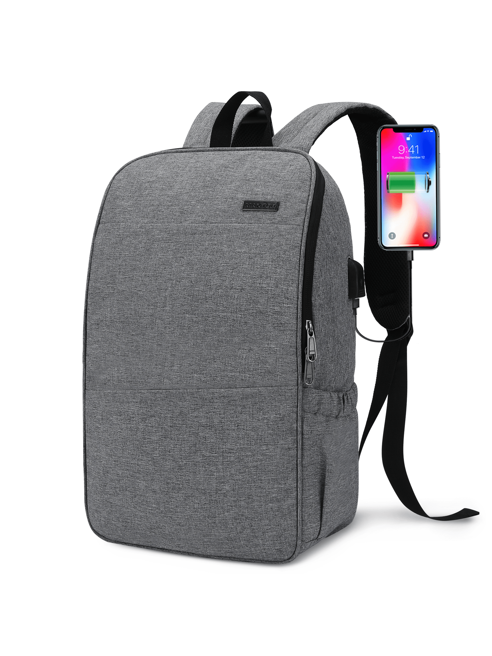 Рюкзак для ноутбука MAXTOP с глубоким хранилищем и USB-портом для зарядки Сумка для студенческого компьютера Подходит для 16-дюймового ноутбука, серый мужской женский рюкзак для ноутбука с usb портом для зарядки