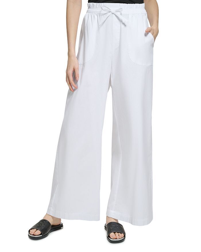 

Широкие брюки без застежки из смесового хлопка DKNY